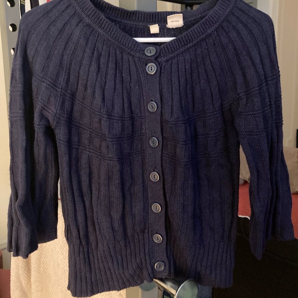 Moth Cardigan Bell Sleeve Sweater Navy S